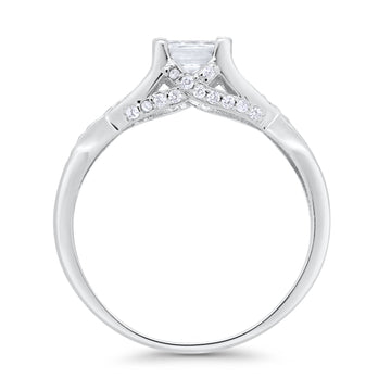 Engagement Ring Princess Cut Round Simulated CZ 925 Sterling Silver